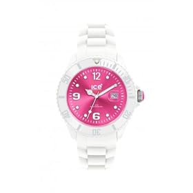 Ice Watch - SI.WP.S.S.10 - Montre Femme - Quartz Analogique - Cadran Rose - Bracelet Silicone Blanc - Petit Mod�le