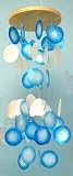 Shaded Blue and White Mix Double Capiz Wind Chime New