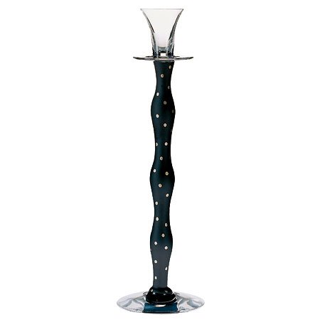 Orrefors Celeste Black Dot Candle Holder