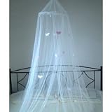 Moustiquaire / Voile Anti-Moustiques / Voile Decoration - Blanc avec des Papillons Roses