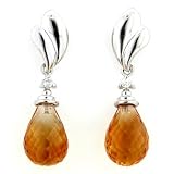 14-Karat White Gold Citrine and Diamond Briolette Earrings