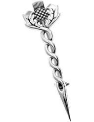 Sterling Silver Celtic Scottish Thistle Kilt Brooch or Cloak Pin