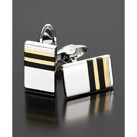 Mens 14k Gold, Sterling Silver & Onyx Inlay Cufflinks by Onyx Cufflinks