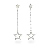 Eve's Addiction Double Star Drop Sterling Silver Earrings