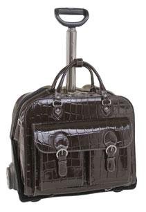 Siamod 35305 San Martino Italian Leather Ladies Wheeled Detachable Laptop Case (Black)