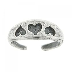Triple Heart Adjustable Womens Toe Ring in Solid Sterling Silver