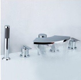 Contemporary Brass Tub Faucet Chrome Finish