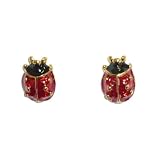 Red Enamel Ladybug Clip Earrings