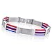 18K White Gold/Steel Truck Link w/USA flag Men's Bracelet 8