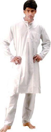 Exotic India Pure White Kurta Pajama - Pure White