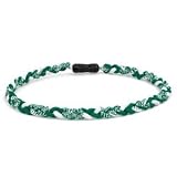 TWISTER-Ionic Titanium Germanium Baseball/Sports Power Necklaces-GREEN/WHITE Triple Braid 18 inch/21 inch with clasp