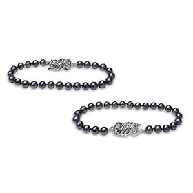 5.5x6mm Black Freshwater Cultured Pearl Bracelet - 7inches by American Pearl Jewelers
