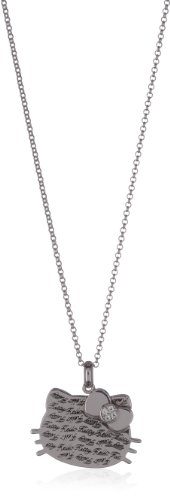 Hello Kitty Engraved White Sapphire And Diamond Pendant, 18