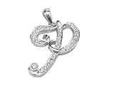 Diamond Script Initial Letter P Pendant, 18k Gold