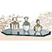 PERFUME BOTTLES ON MIRROR TRAY - SET OF THREE CRYSTAL PERFUME BOTTLES ON MIRROR TRAY - Home decor