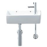 LIXIL(リクシル) INAX トイレ用 壁付 手洗器 狭小手洗シリーズ プロガード+ハイパーキラミック 壁排水(ボトルトラップ)・床給水 ピュアホワイト GL-A35HH/BW1