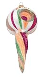 Department 56 Glitterville Ice Cream Striped Pattern Reflector Glass Finial Ornament