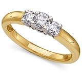 1/2ctw Brilliant-Cut Three-Stone Diamond Ring in 14k Yellow Gold