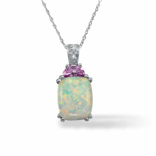 Created Opal and Created Pink Sapphire Pendant