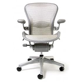 Aeron Chair - - Highly Adjustable Titanium Frame - White Gold Tuxedo (Medium) by Herman... by Herman Miller