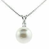Sterling Silver Simulated Diamond cz and Simulated White Pearl Pendant