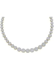 14.13 cttw 14k Yellow Gold Diamond Bridal Flower Art Nouveau Necklace (Real Diamonds: 14.13 cttw)