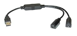 C2G / Cables to Go 32185 USB PS/2 Keyboard/Mouse Adapter cable, Black  1 Foot
