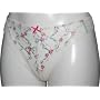 Stretch Floral Mesh Thong Trimmed with Lace Cream