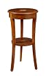 30" Marquetry Style Wooden Round Top Occasional Table