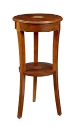 30" Marquetry Style Wooden Round Top Occasional Table