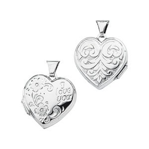 Sterling Silver I Love You Heart Shaped Locket 17.25x18mm