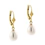 14K Gold Genuine Freshwater Cultured White Pearl 7.5-8 Teadrop LeverBack Lever Back Dangle Earrings
