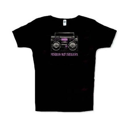 Click here to buy MINDLESS SELF INDULGENCE (MSI) - Boombox - Black Ladies Girls T-shirt (Girlie Babydoll).