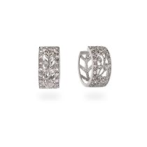 Sterling Silver & CZ Floral Design Victorian Earrings