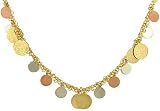 18 Fashion Link Necklace Tri-Colored Gold Disc Drops
