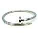 Stainless Steel Nail Style Love Bangle Bracelet Oval High Polish Silver , Fits 7.5inch Wrists