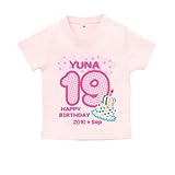BabyChips ナンバーバースデー(女の子)(名入れ半袖ベビーTシャツ) 90 ライトピンク