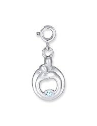 Sterling Silver Hearts of Promise Created Aquamarine Birthstone Charm