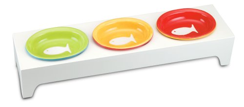 Castlemere CC-877 White Cat Buffet with 3 Bowls