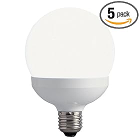Panasonic Capsule Collection 25-Watt Compact Fluorescent Globe Shape Lamp, 5 Pack #EFG25E50K