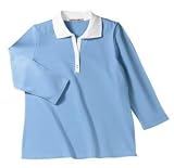 Port Authority - Maternity 3/4 Sleeve Split Placket Sport Shirt Light Blue/White-XS