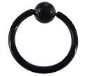 KKR0015 / Piercing Klemmkugelring - BCR 1,6 x 11 mm aus schwarzem Chirurgenstahl - Brustwarze, Lippe, Septum