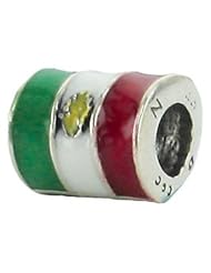 Genuine Zable (TM) Product. 925 Sterling Silver Mexico Flag Bead Charm. 100% Satisfaction Guaranteed.