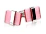 Trendy Banded Pink & Silver Catseye Cufflinks with Gift Box