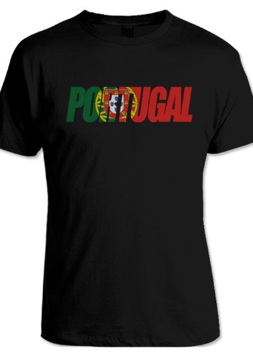 net-shirts PORTUGAL FLAGFONT SHIRT T-Shirt, Größe L, Schwarz