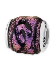 Sterling Silver Purple Dichroic Glass Charm for 3mm Charm Bracelets