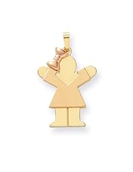 14k Two-Tone Gold Large Girl with Bow on Left Engravable Charm