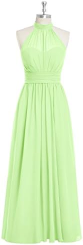 Emyrin Fantastic Floor-length Sage Bridesmaid Dresses A-line Chiffon Skirt