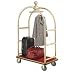 Gold Stainless Steel Bellman Cart Curved Uprights 6 Rubber Casters