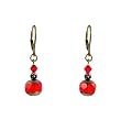 Earrings - E206 - Brass, Crystal and Glass Beads (8mm) ~ Siam Red